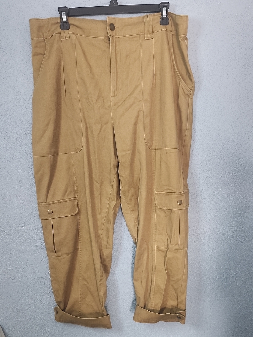 Knox Rose Tan Cargo Pants with Button Flap Pockets
